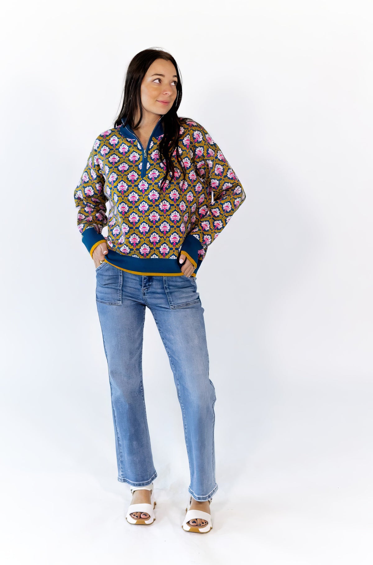 Wilkey Mosaic Half-Zip · Navy