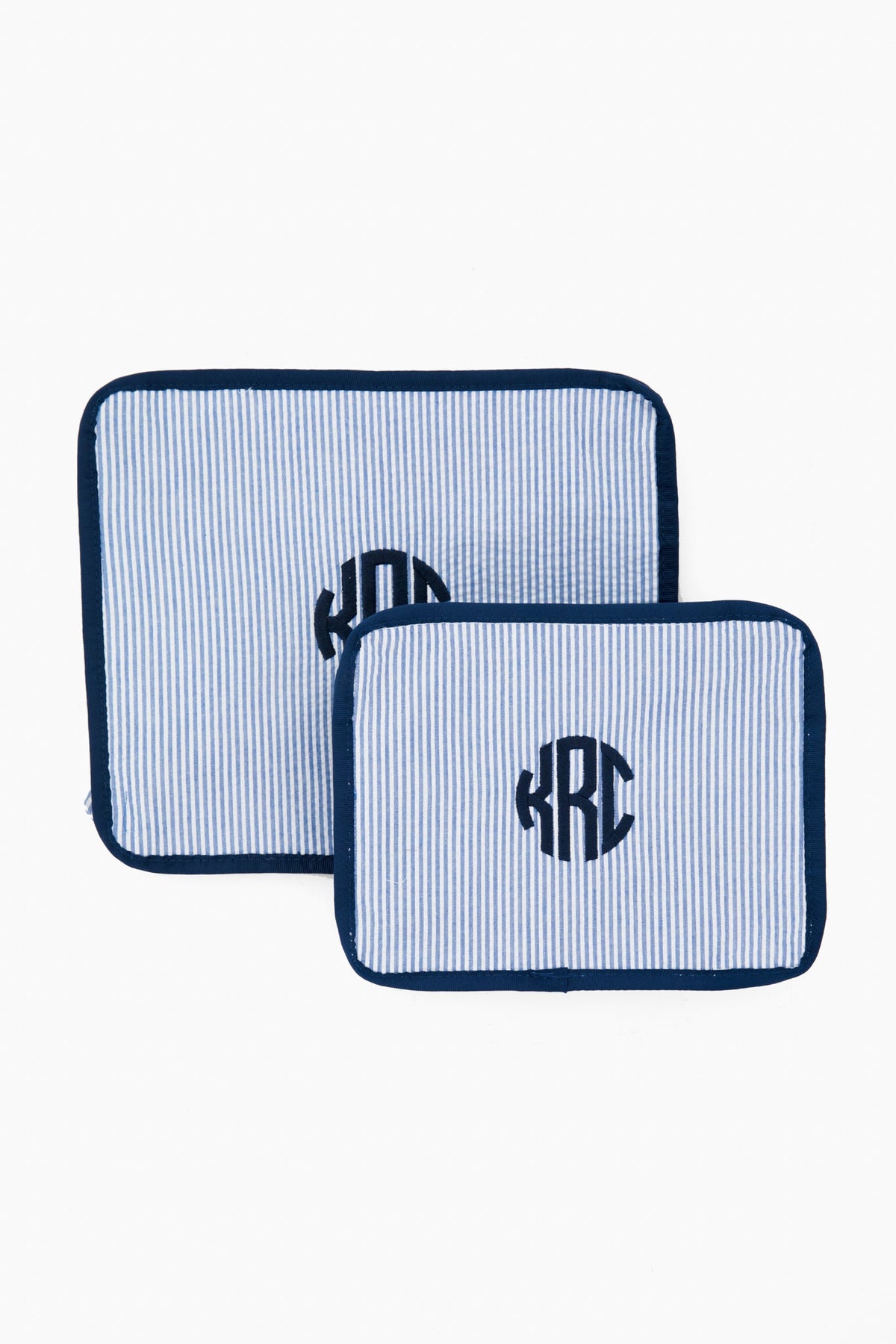 Blue Seersucker Travel Set
