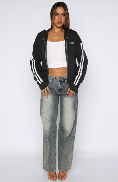 Next One Up Knit Hoodie Charcoal
