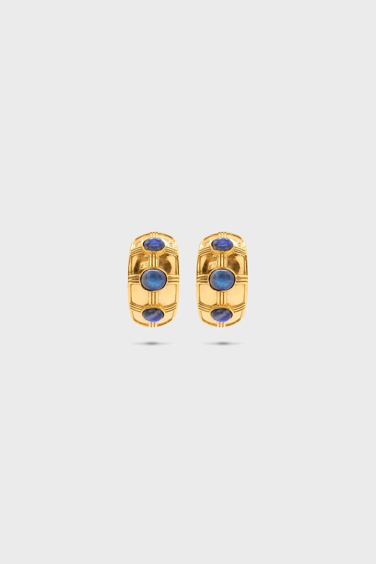 Blue Labradorite Cleopatra Bold Hoop Earrings