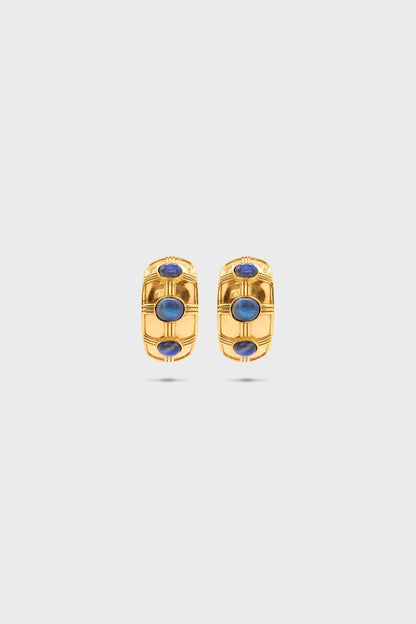 Blue Labradorite Cleopatra Bold Hoop Earrings