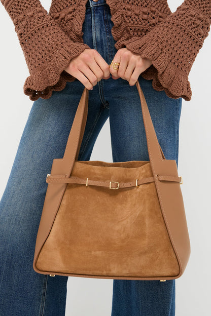 Camel Cleo Suede Tote