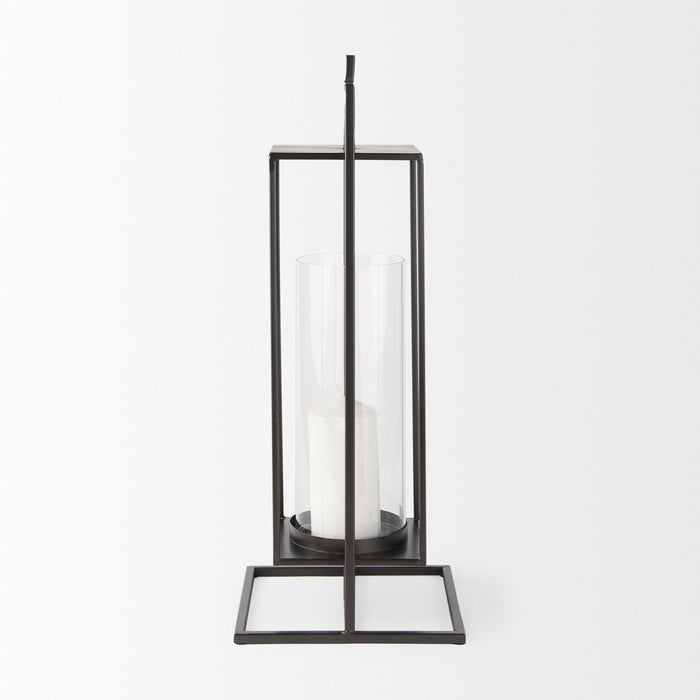 Albus I Large Black Metal Rectangular Table Candle Holder
