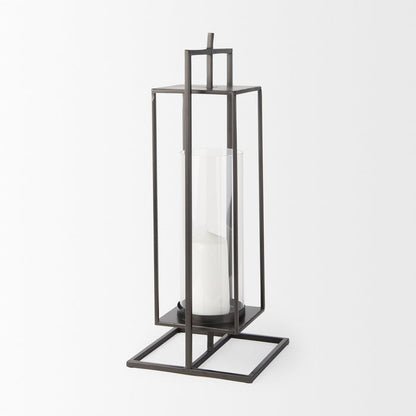 Albus I Large Black Metal Rectangular Table Candle Holder