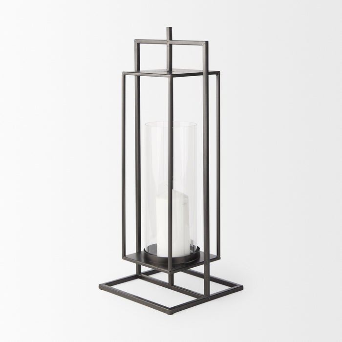 Albus I Large Black Metal Rectangular Table Candle Holder