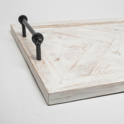 Alfred 35L x 16W Natural Wooden Herringbone Rectangular Tray