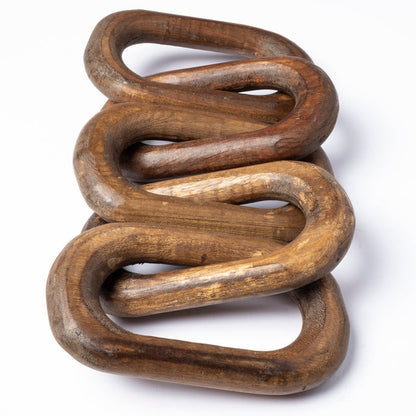 Alix 29L x 5W Brown Wooden Hand-Made 5 Link Chain