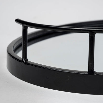 Ansel 20L x 14W Black Metal Mirrored Bottom Oval Serving Tray
