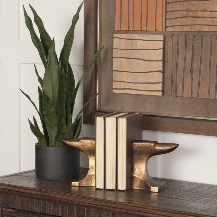 Anvilia (Set of 2) 12L x 3W Gold Anvil Shaped Bookends