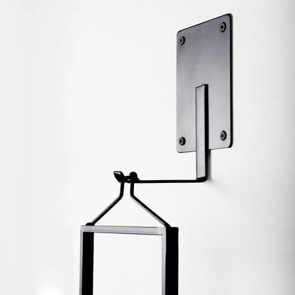 Avram 5.9L x 7.1W x 24.0H Black Metal Frame and Wood Hanging Candle Holder