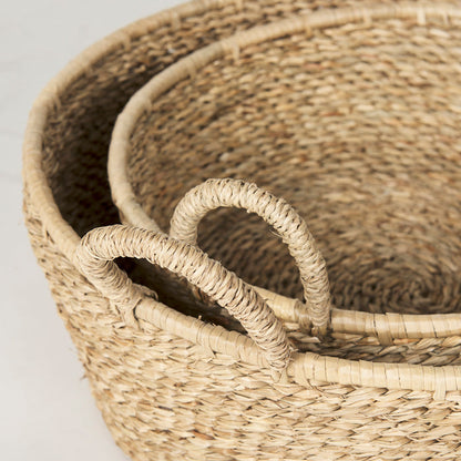 Ayanna Set of 2 Deep Nesting Seagrass Baskets w/ Handles