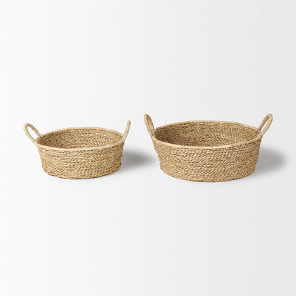 Ayanna Set of 2 Deep Nesting Seagrass Baskets w/ Handles