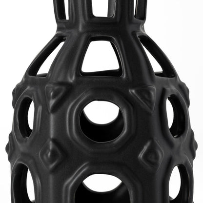 Brunel Small Black Drum-Shaped Ceramic Vase