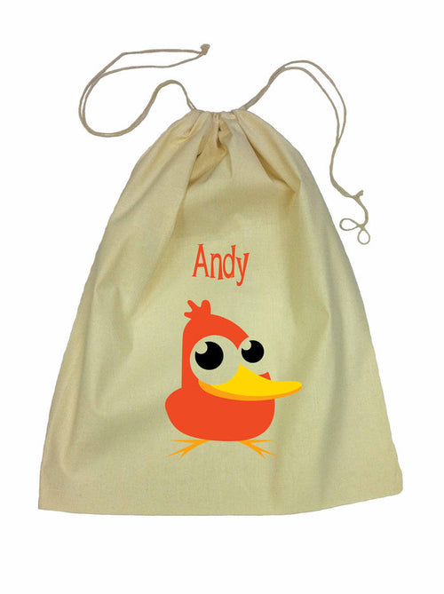 Calico Drawstring Bag - Orange Duck