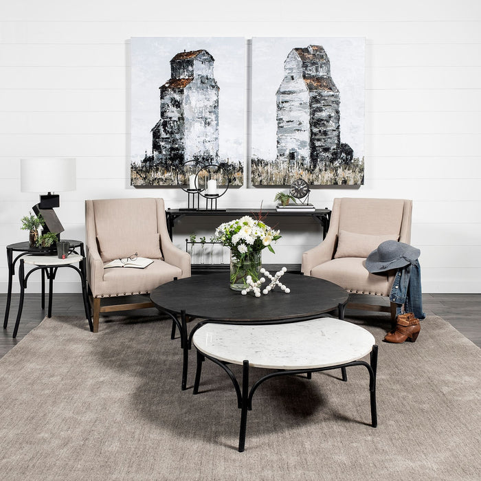 Carrollton I (Small) 7L x 7W Off-White Geometric Wood Ball Jack