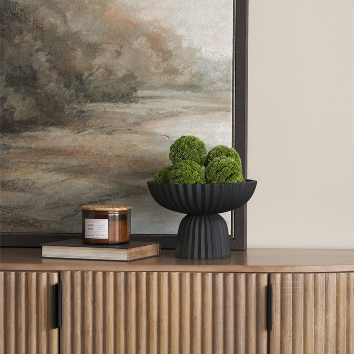 Ciaran Smooth Fluted Matte Black Metal Decorative Bowl
