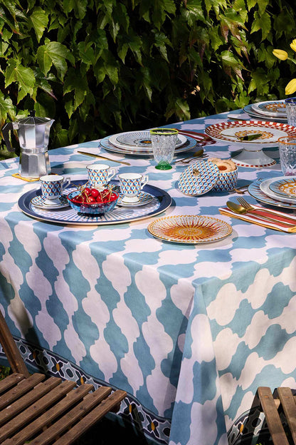 Blue Plaza Large Tablecloth (180x350)