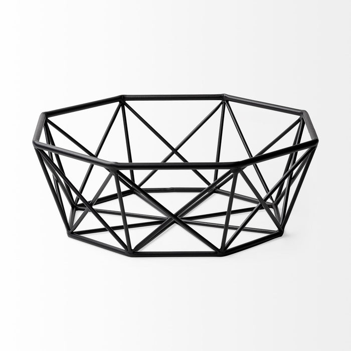 Davy 17L x 17W Black Metal Large Hexagonal Bowl