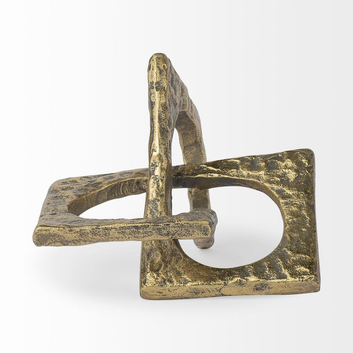 Delaunay I (Large) 10L X9W Gold Hammered Metal Interlinked Patterned