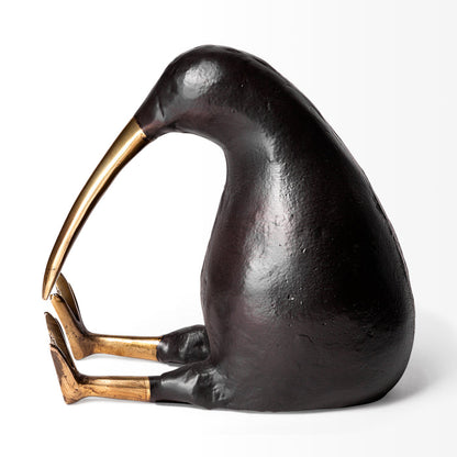 Dodo Kiwi 7L x 4W Black Cast Aluminum Mauritian Bird Sculpture