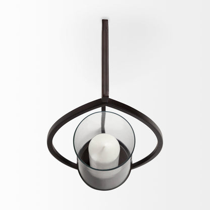 Drax 22"H Black Metal Wall Candle Holder