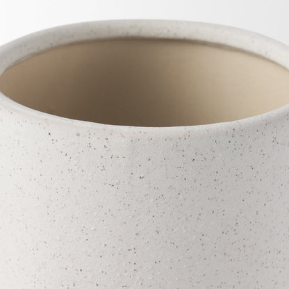 Dylan Small Textured Off White w/ Handles Ceramic Vase