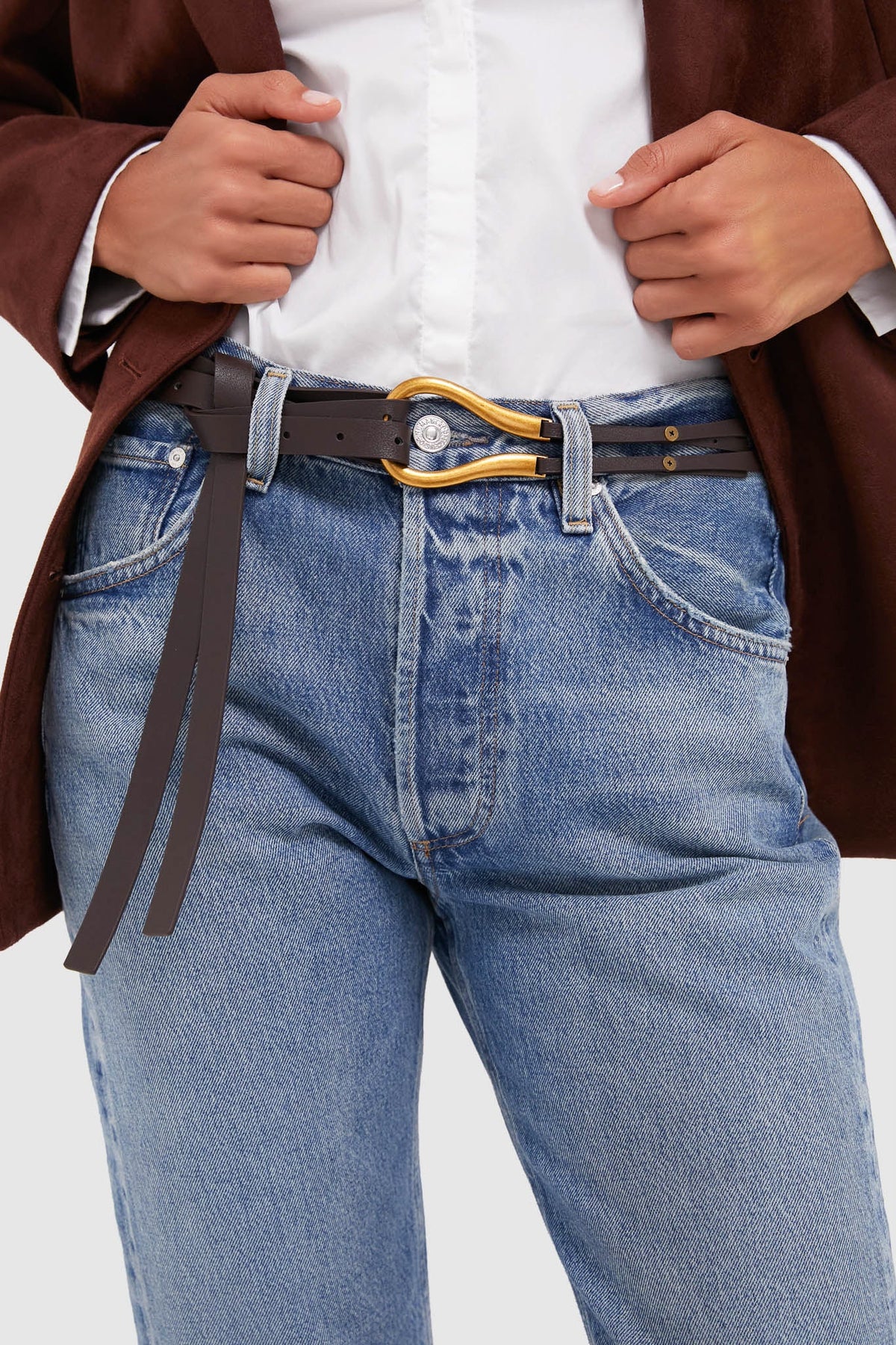 Chocolate and Gold Loop Belt