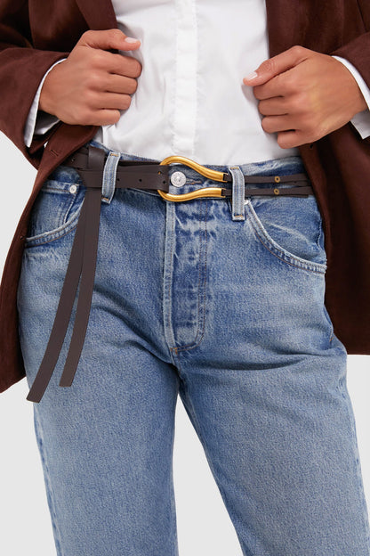 Chocolate and Gold Loop Belt