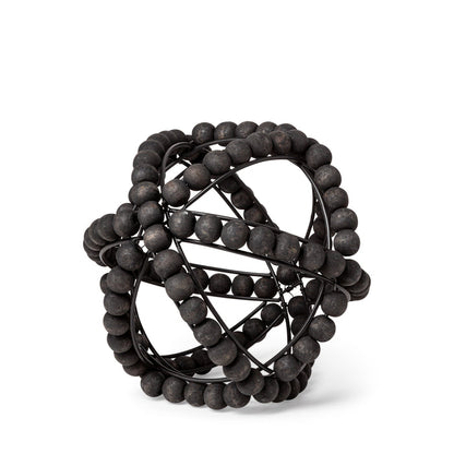 Earnhardt I Small 9L x 9W Black Wooden Beaded Orb
