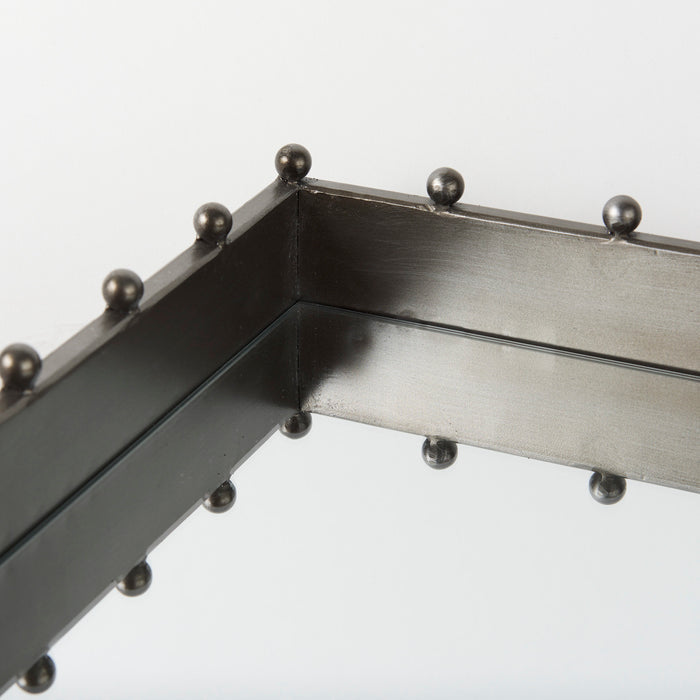 Elio 29.9L x 13.0W x 2.6H Gun Metal Gray Metal W/Studs and Mirrored Bottom Rectangle Tray