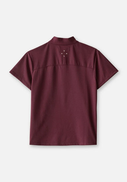 Elsa Mesh SS Zip Neck Top