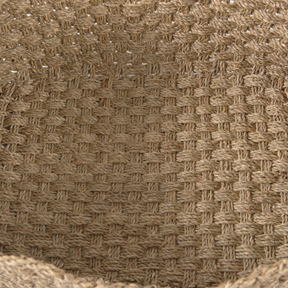 Emra 17.3L x 11.8W x 7.9H (Set of 3) Light Brown Seagrass Rectangular Basket W/ Handles