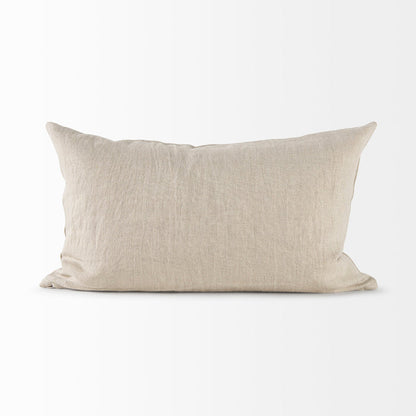 Enya 13L x 21W Beige and Cream Fabric Patterned Decorative Pillow Cover