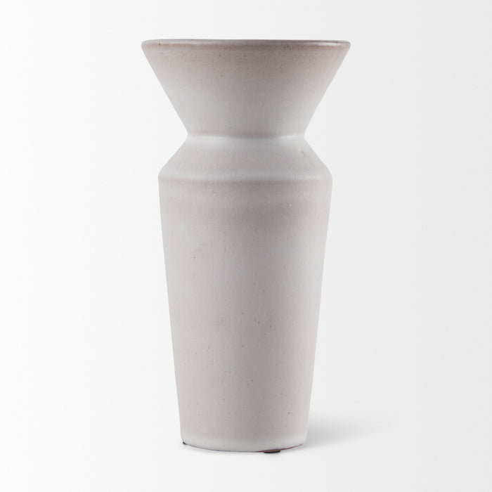 Esme 4.5L x 4.5W x 10.4H Whitewashed Ceramic Vase