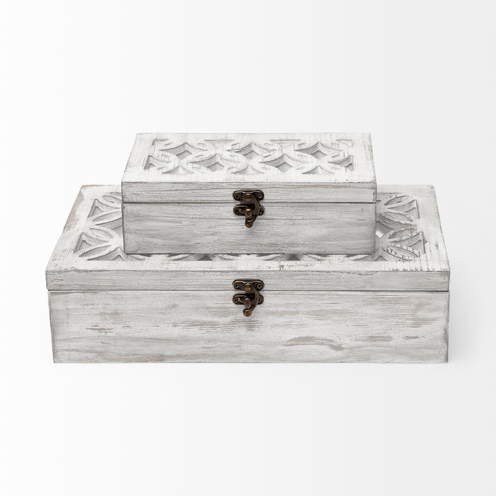 Floribundus (Set of 2) Off-White Decorative Boxes