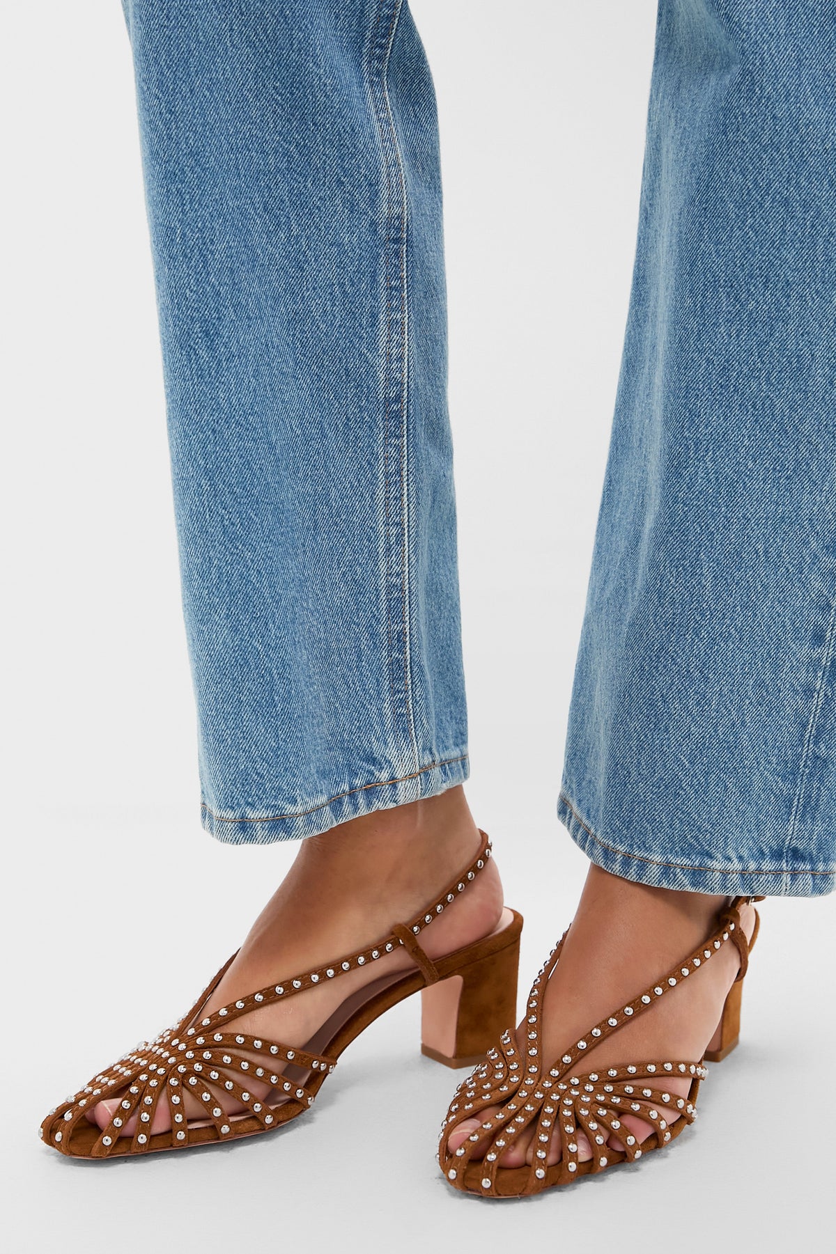 Cacao Suede Studded Priscilla Heels