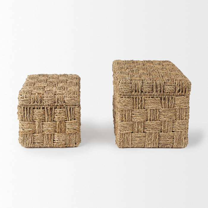 Hanalei Set of 2 Seagrass Boxes with Lids