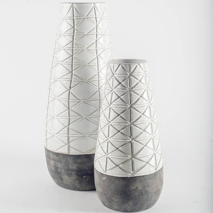 Harrier II Large Gray Ceramic Dark Base White Vase
