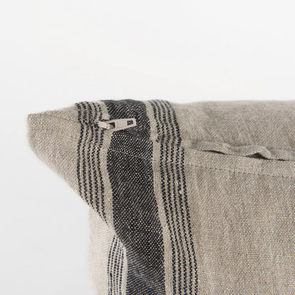 Hattie 20L x 20W Beige and Black Fabric Striped Decorative Pillow Cover