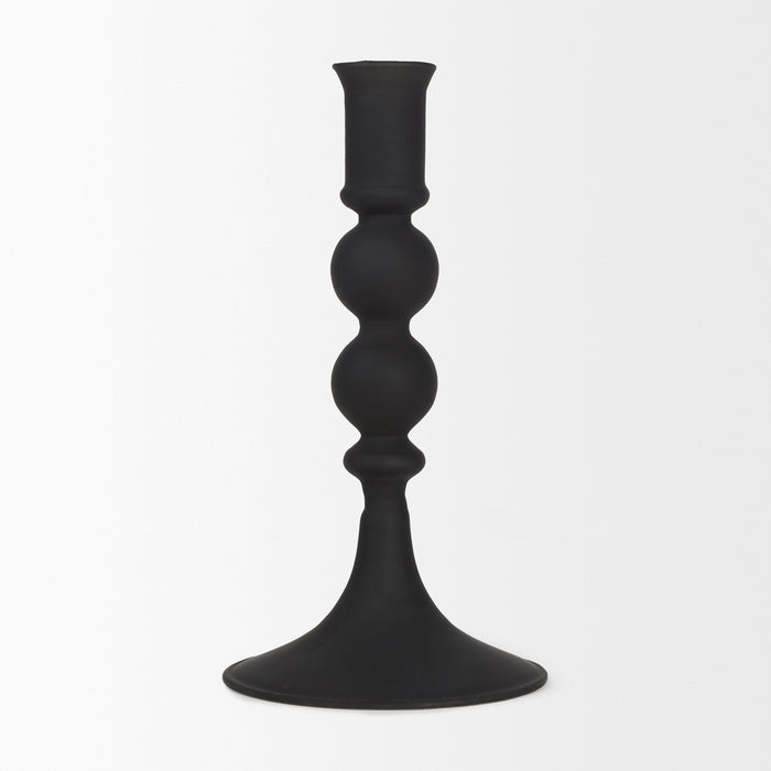 Haute Small Matte Black Blown Glass Candlestick