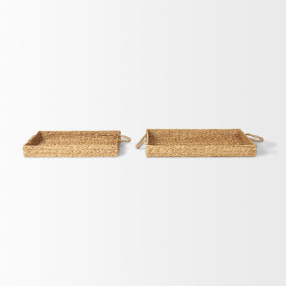 Hona Set of 2 Large Recatangular Nesting Water Hyacinth Trays