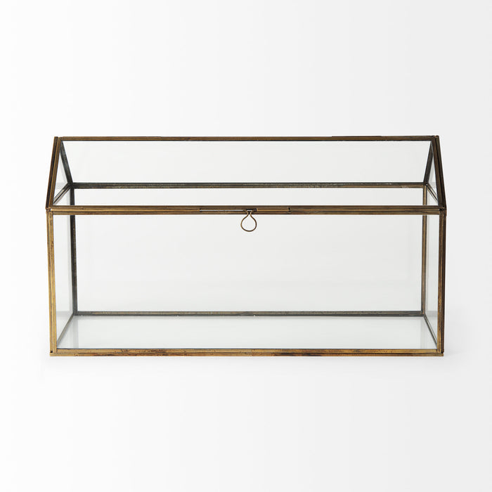 Hutt 16L x 6W x 9H Gold Glass Terrarium Box