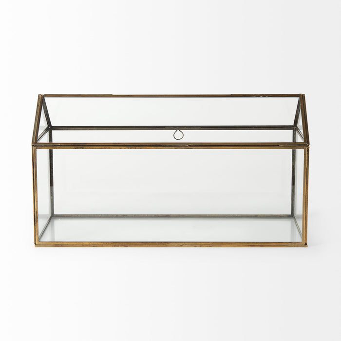 Hutt 16L x 6W x 9H Gold Glass Terrarium Box