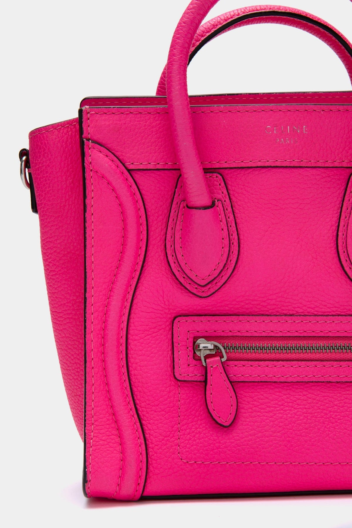 CELINE Pink Leather Mini Luggage Shoulder Bag