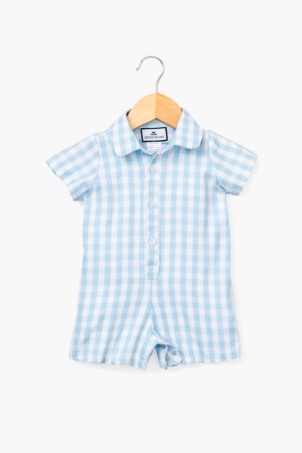 Blue Infant Gingham Summer Romper