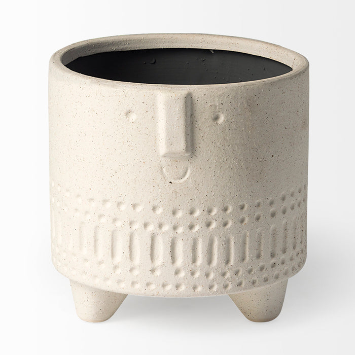 Jacob I Short White Ceramic Smiling Face Vase