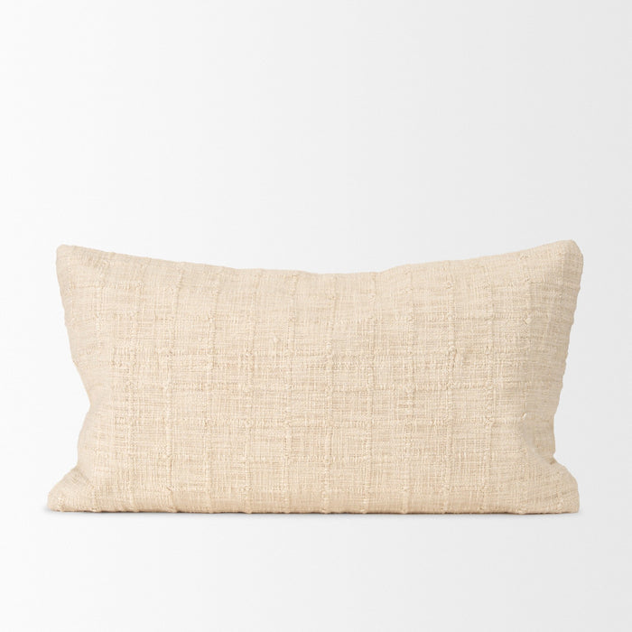 Jacory Cream Checker Textured Decorative Lumbar Pillow Cover
