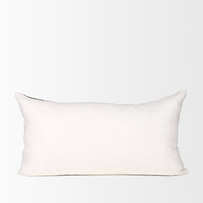 Jenna Cream w/ Black Print Linen Lumbar Decorative Pillow Cover