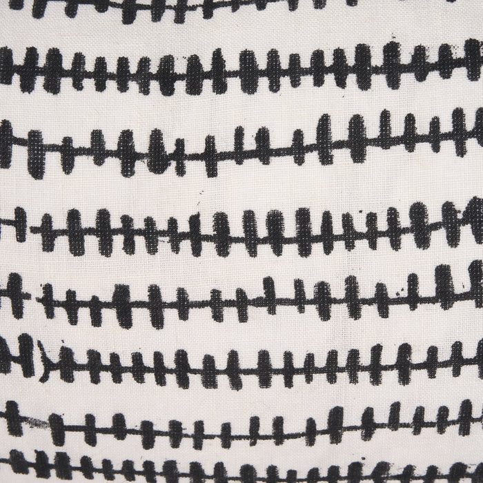 Jenna Cream w/ Black Print Linen Lumbar Decorative Pillow Cover