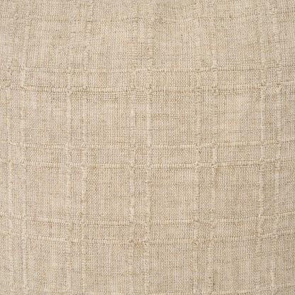 Jeren Beige Checker Textured Cotton-Linen Decorative Square Pillow Cover